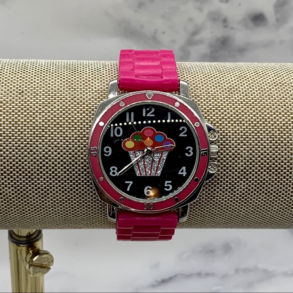 Black & Pink Cupcake Fashion Watch w/ Rubber Band
